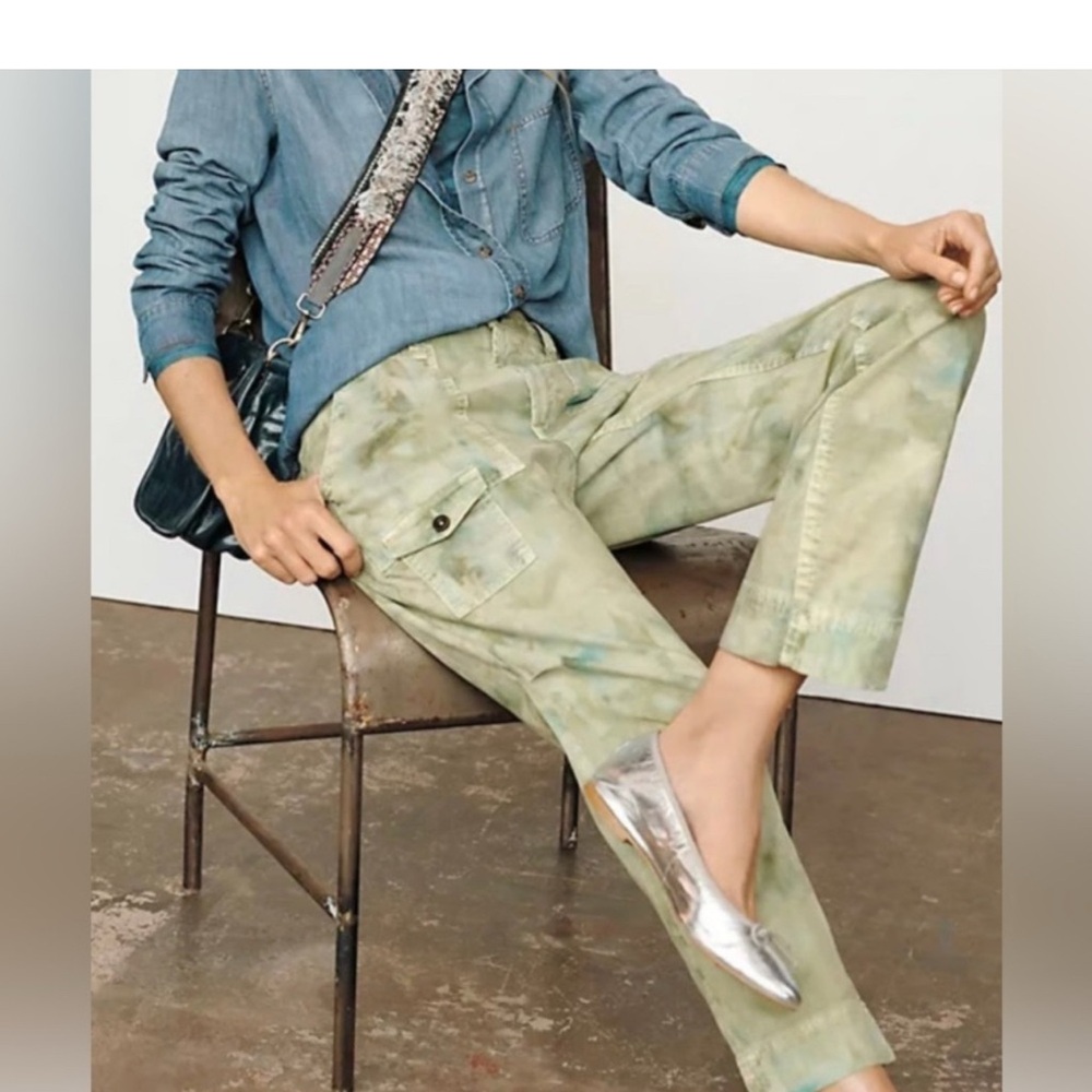 Anthropologie Green Tie-Dye Pants size 29 P - Picture 3 of 13